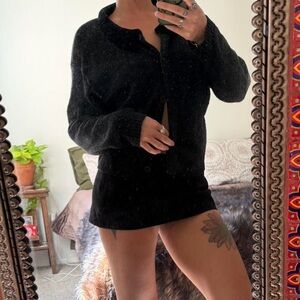 Vintage Black speckled Button-Up Cardigan